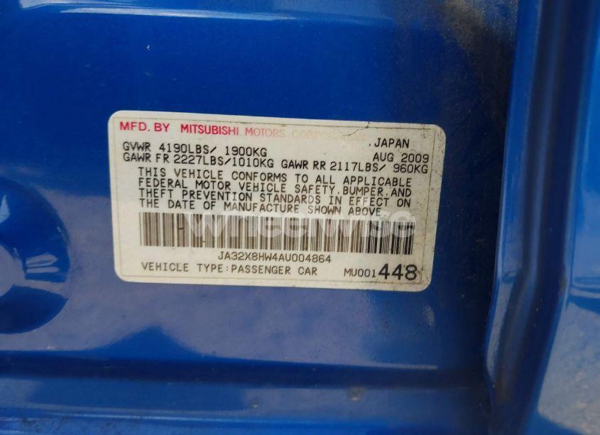 Photo 9 of 2010 Mitsubishi Lancer SPORTBACK GTS (VIN JA32X8HW4AU004864)