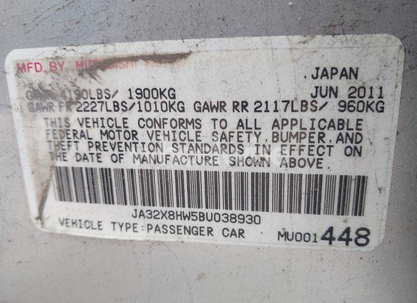 Photo 9 of 2011 Mitsubishi Lancer SPORTBACK GTS (VIN JA32X8HW5BU038930)