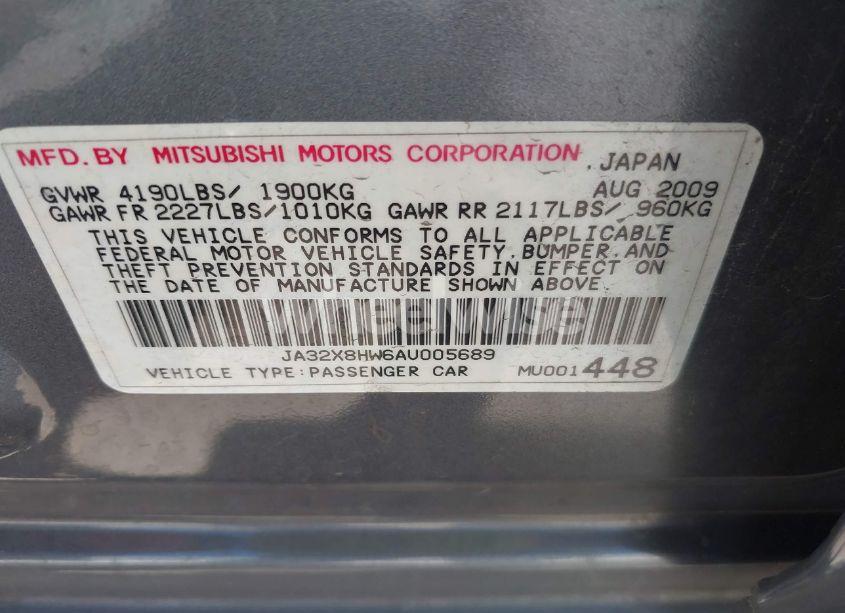 Photo 9 of 2010 Mitsubishi Lancer SPORTBACK GTS (VIN JA32X8HW6AU005689)