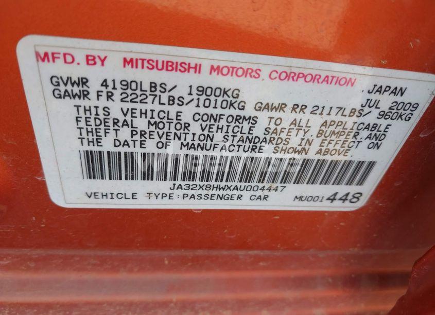 Photo 9 of 2010 Mitsubishi Lancer SPORTBACK GTS (VIN JA32X8HWXAU004447)