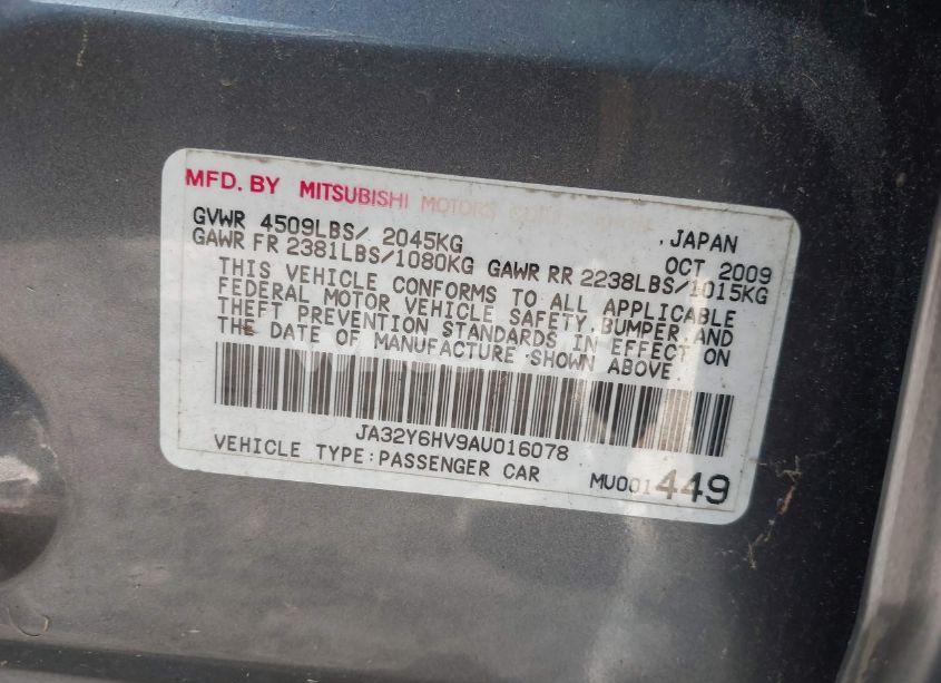 Photo 9 of 2010 Mitsubishi Lancer SPORTBACK RALLIART (VIN JA32Y6HV9AU016078)