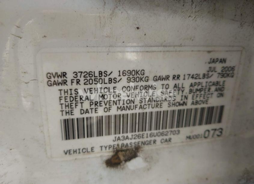 Photo 9 of 2006 Mitsubishi Lancer ES/SE (VIN JA3AJ26E16U062703)