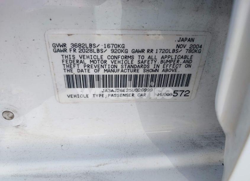 Photo 9 of 2005 Mitsubishi Lancer ES (VIN JA3AJ26E25U026999)