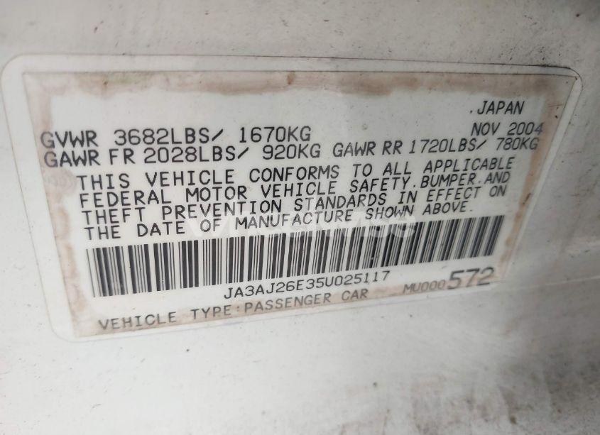 Photo 9 of 2005 Mitsubishi Lancer ES (VIN JA3AJ26E35U025117)