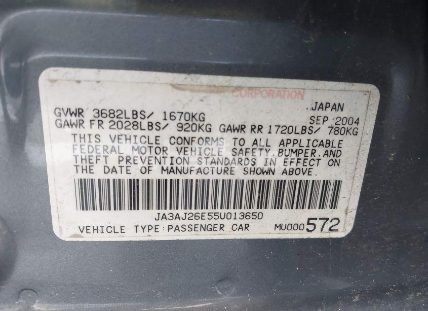 Photo 9 of 2005 Mitsubishi Lancer ES (VIN JA3AJ26E55U013650)