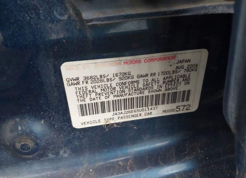 Photo 9 of 2005 Mitsubishi Lancer ES (VIN JA3AJ26E65U011437)