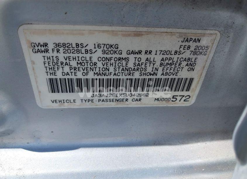 Photo 9 of 2005 Mitsubishi Lancer ES (VIN JA3AJ26EX5U042982)