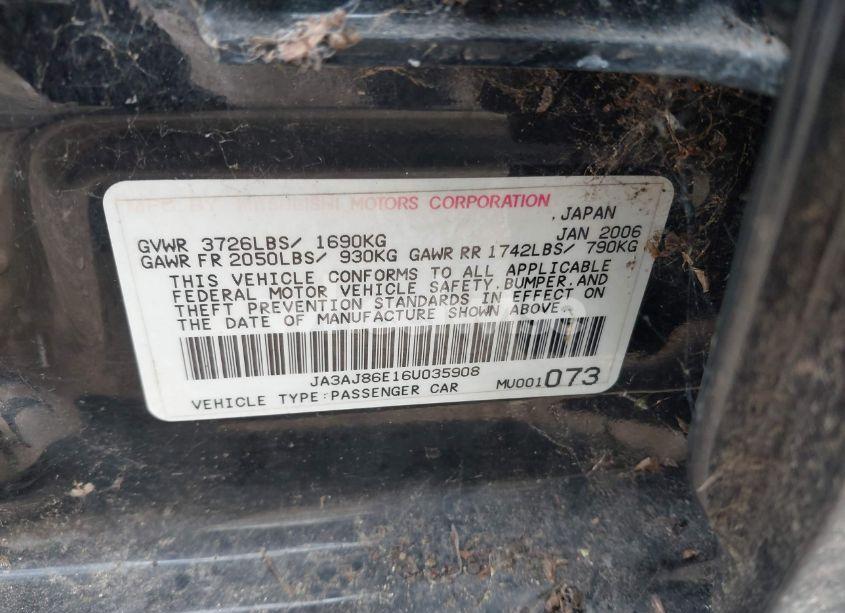 Photo 9 of 2006 Mitsubishi Lancer OZ RALLY (VIN JA3AJ86E16U035908)