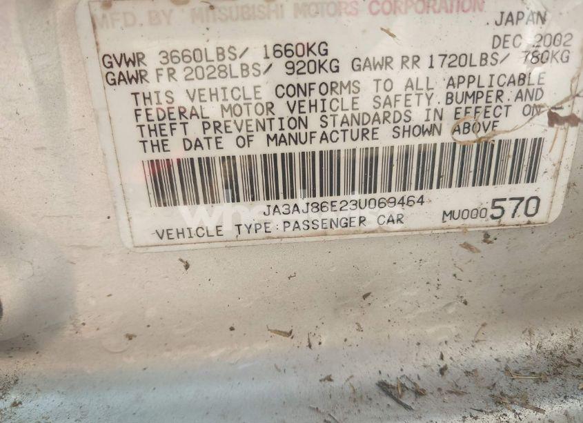 Photo 9 of 2003 Mitsubishi Lancer OZ RALLY (VIN JA3AJ86E23U069464)