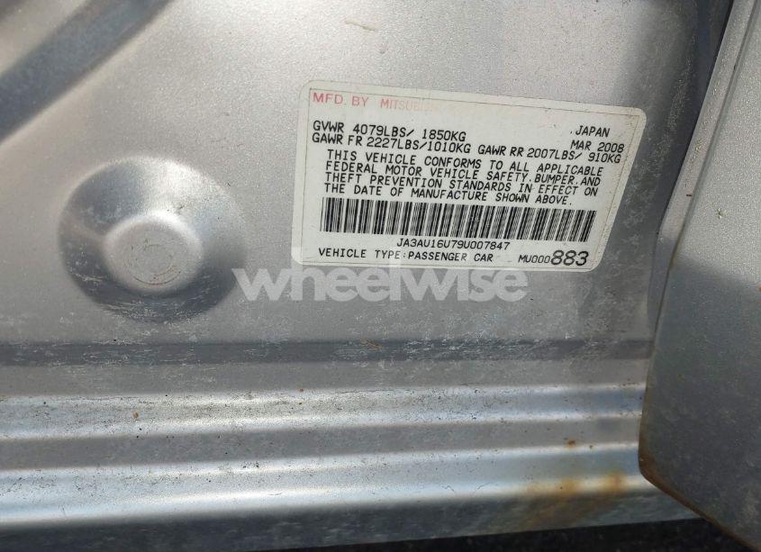 Photo 9 of 2009 Mitsubishi Lancer DE (VIN JA3AU16U79U007847)