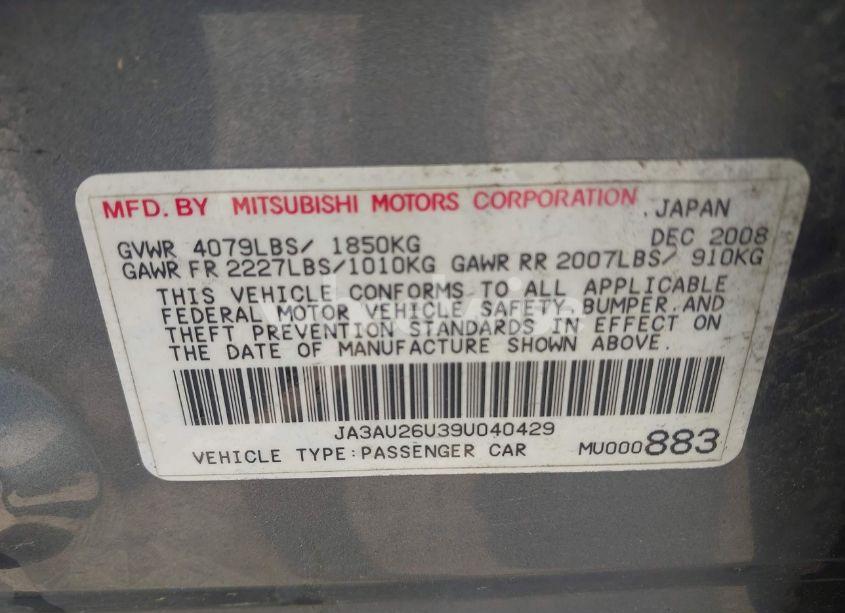 Photo 9 of 2009 Mitsubishi Lancer ES/ES-SPORT (VIN JA3AU26U39U040429)