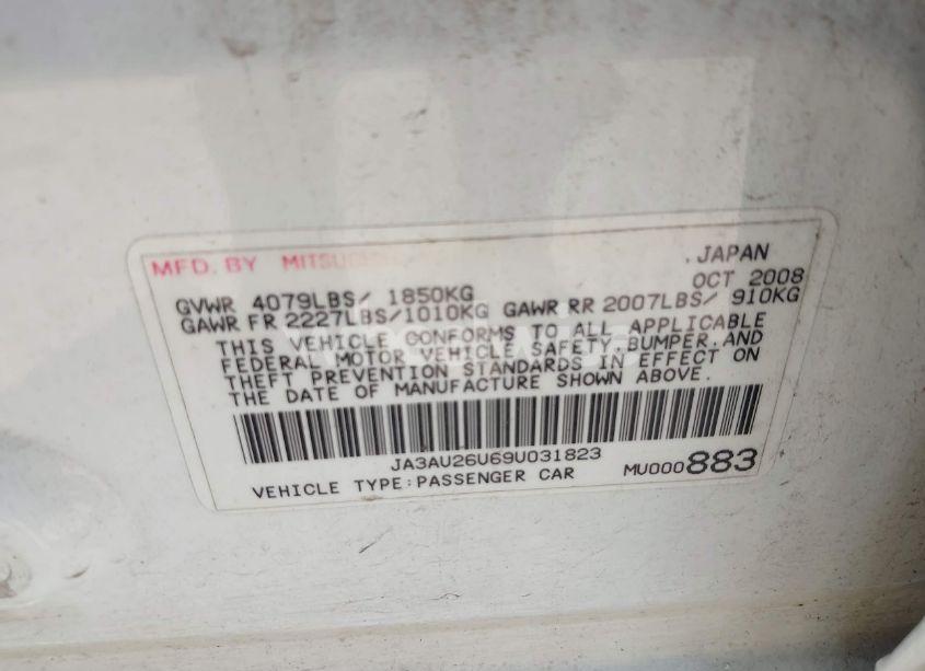 Photo 9 of 2009 Mitsubishi Lancer ES/ES-SPORT (VIN JA3AU26U69U031823)