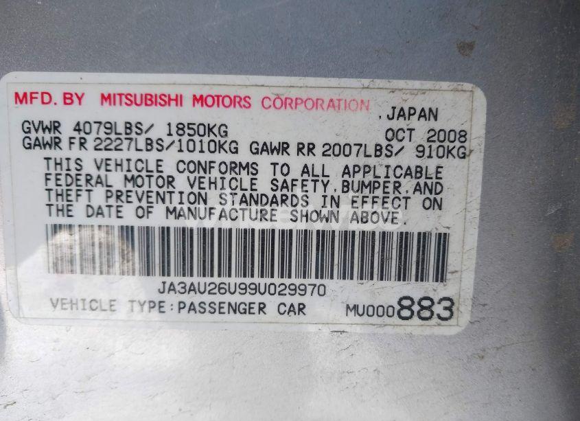 Photo 9 of 2009 Mitsubishi Lancer ES/ES-SPORT (VIN JA3AU26U99U029970)