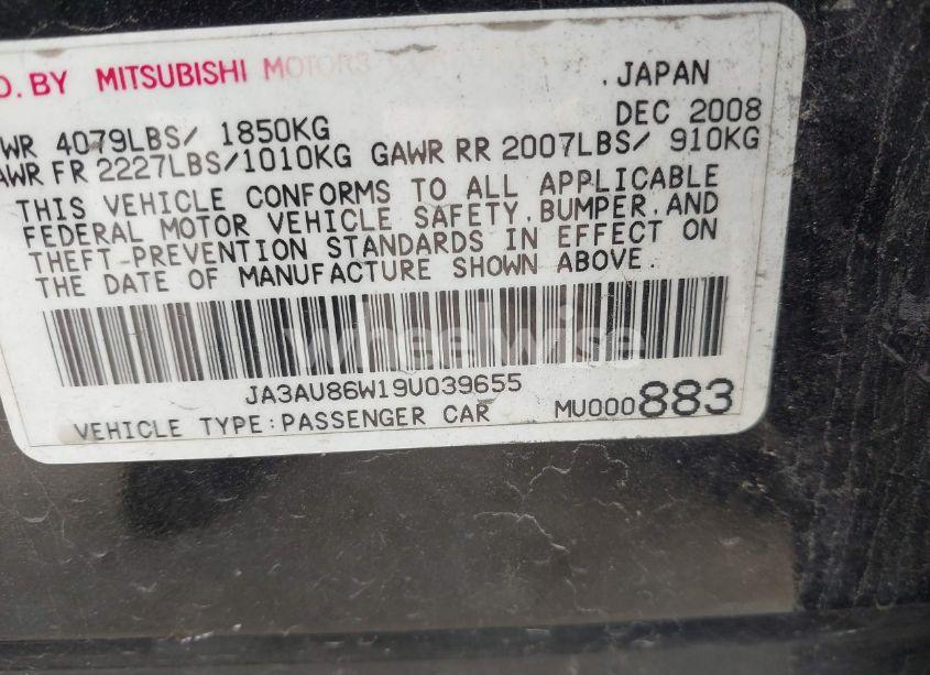 Photo 9 of 2009 Mitsubishi Lancer GTS (VIN JA3AU86W19U039655)