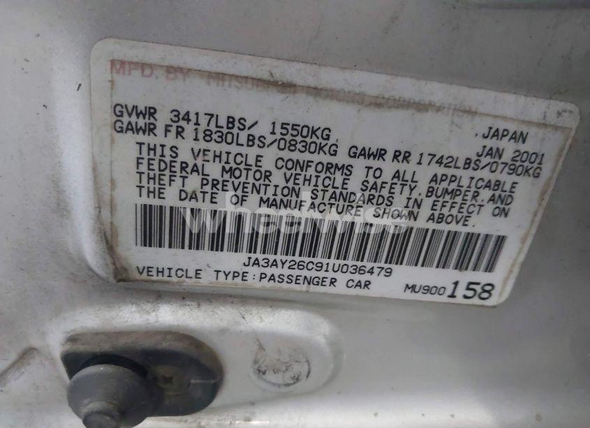 Photo 9 of 2001 Mitsubishi Mirage ES (VIN JA3AY26C91U036479)