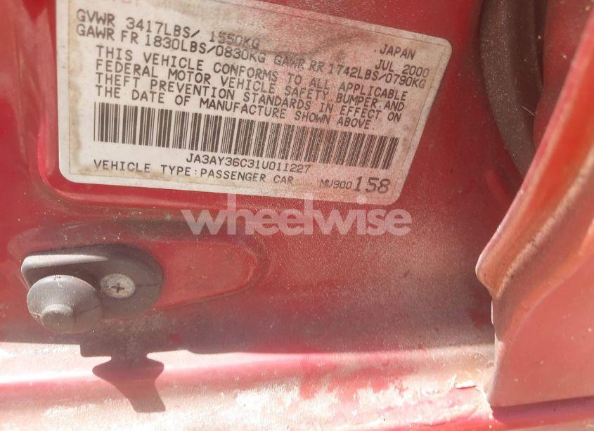 Photo 9 of 2001 Mitsubishi Mirage LS (VIN JA3AY36C31U011227)