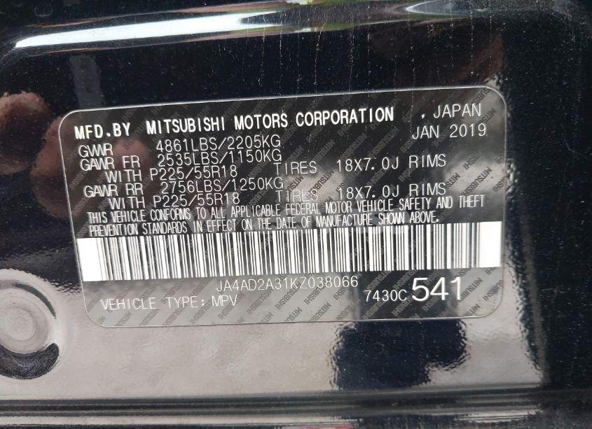 Photo 9 of 2019 Mitsubishi Outlander ES (VIN JA4AD2A31KZ038066)