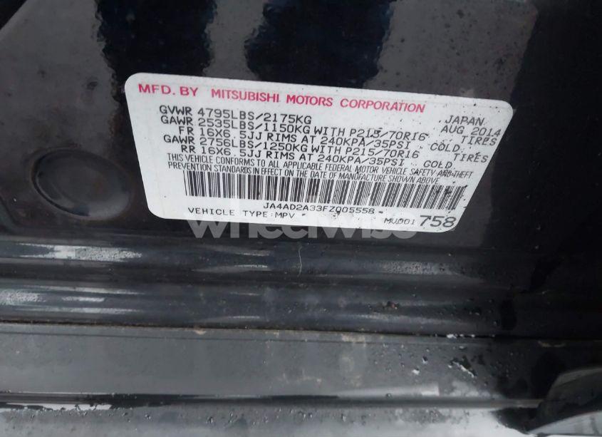 Photo 9 of 2015 Mitsubishi Outlander ES (VIN JA4AD2A33FZ005558)