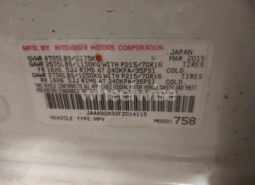 Photo 9 of 2015 Mitsubishi Outlander ES (VIN JA4AD2A33FZ014115)