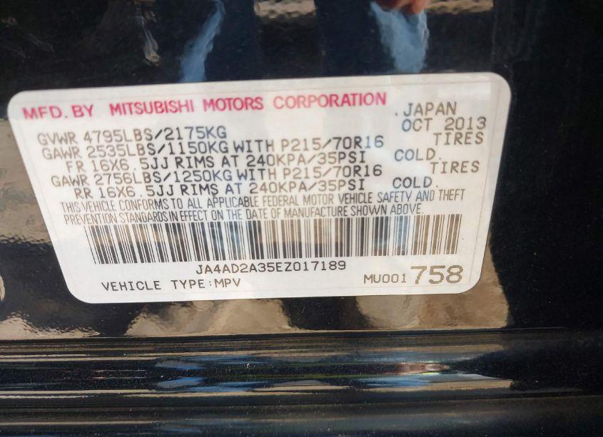 Photo 9 of 2014 Mitsubishi Outlander ES (VIN JA4AD2A35EZ017189)