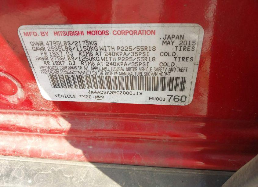 Photo 9 of 2016 Mitsubishi Outlander ES (VIN JA4AD2A35GZ000119)