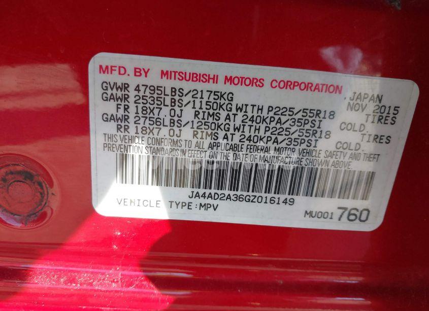 Photo 9 of 2016 Mitsubishi Outlander ES (VIN JA4AD2A36GZ016149)