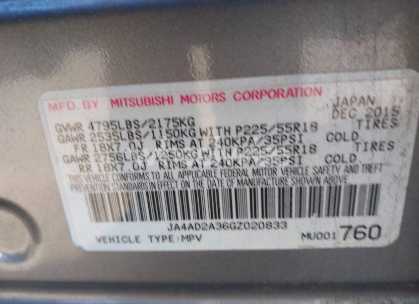 Photo 9 of 2016 Mitsubishi Outlander ES (VIN JA4AD2A36GZ020833)