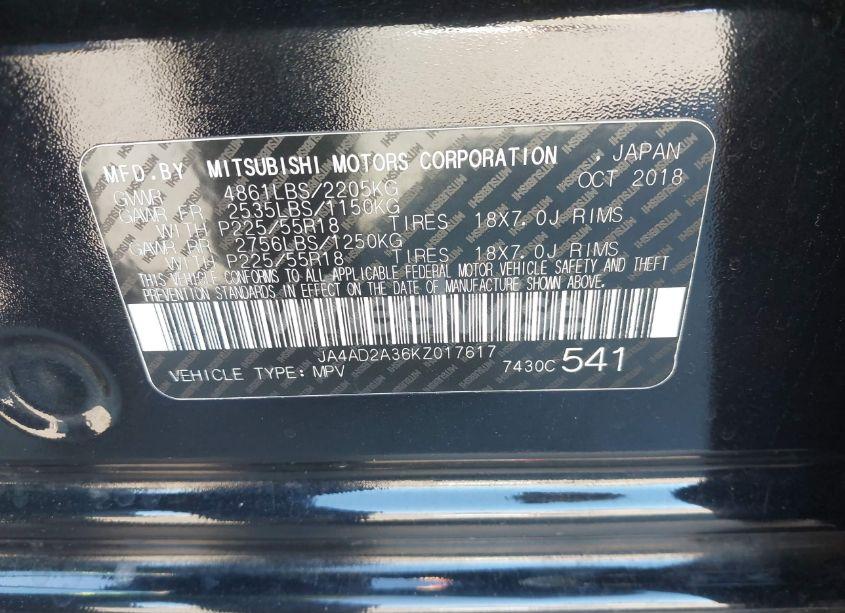 Photo 9 of 2019 Mitsubishi Outlander ES (VIN JA4AD2A36KZ017617)