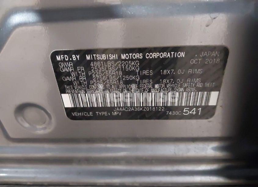Photo 9 of 2019 Mitsubishi Outlander ES (VIN JA4AD2A36KZ018122)