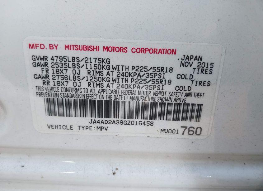 Photo 9 of 2016 Mitsubishi Outlander ES (VIN JA4AD2A38GZ016458)