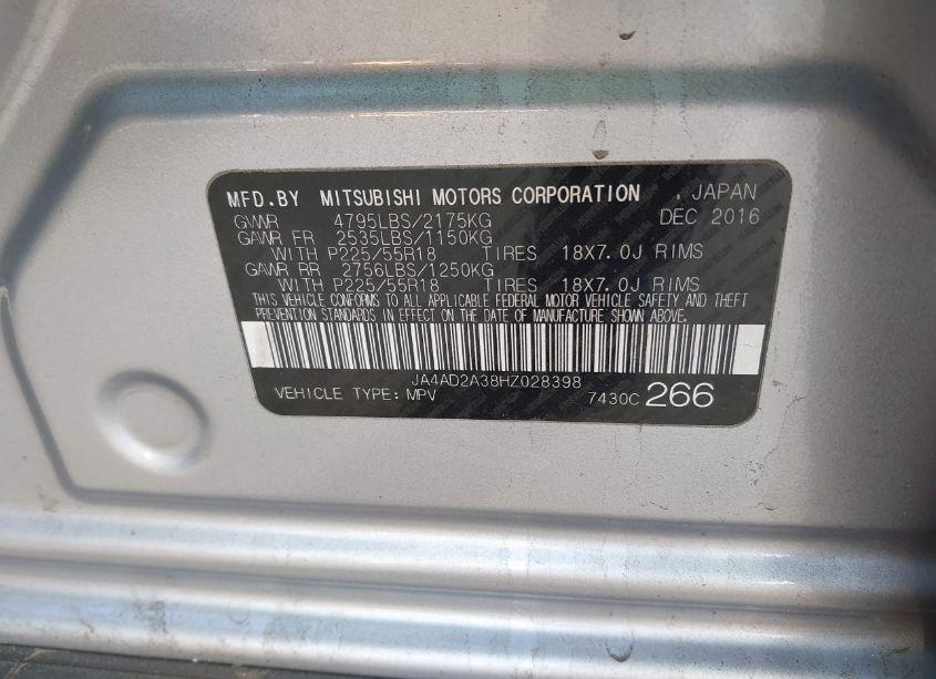 Photo 9 of 2017 Mitsubishi Outlander ES (VIN JA4AD2A38HZ028398)