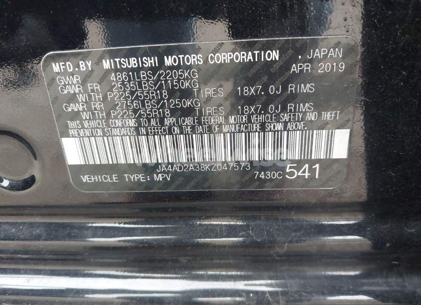 Photo 9 of 2019 Mitsubishi Outlander ES (VIN JA4AD2A38KZ047573)