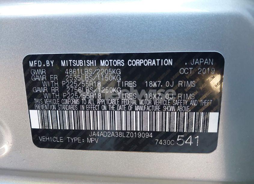 Photo 9 of 2020 Mitsubishi Outlander ES 2.4 (VIN JA4AD2A38LZ019094)