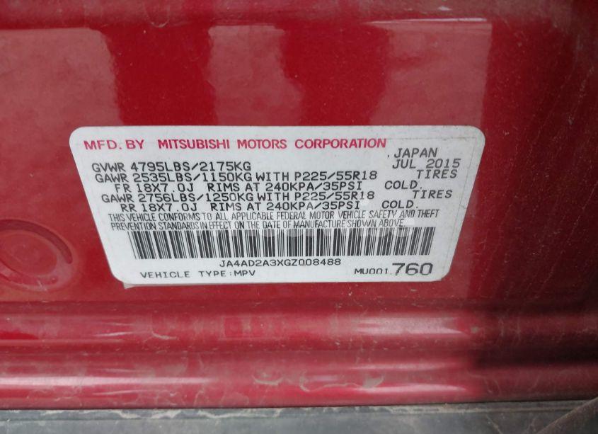 Photo 9 of 2016 Mitsubishi Outlander ES (VIN JA4AD2A3XGZ008488)