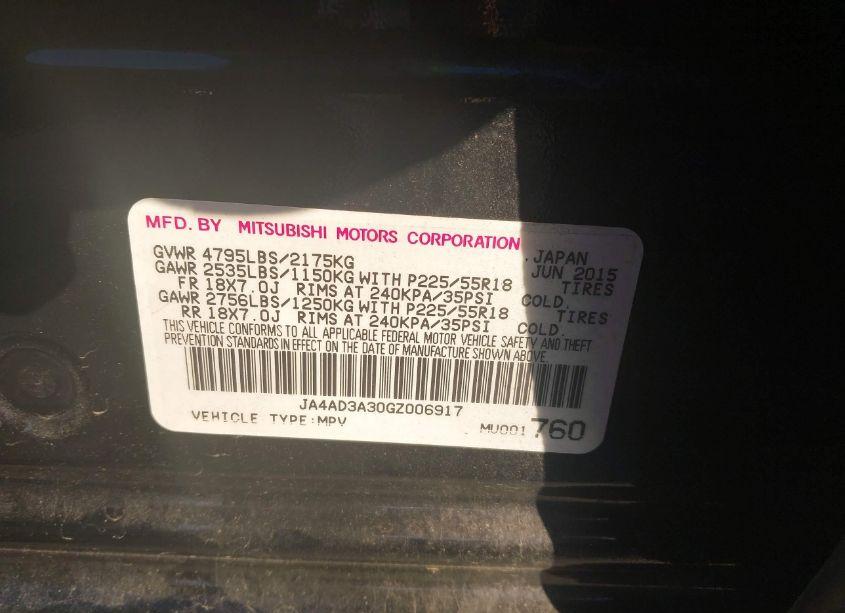 Photo 9 of 2016 Mitsubishi Outlander SE (VIN JA4AD3A30GZ006917)