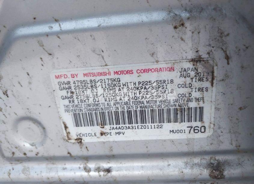 Photo 9 of 2014 Mitsubishi Outlander SE (VIN JA4AD3A31EZ011122)