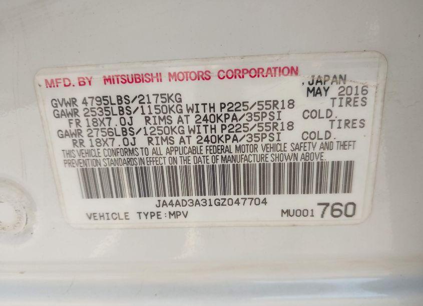 Photo 9 of 2016 Mitsubishi Outlander SE (VIN JA4AD3A31GZ047704)