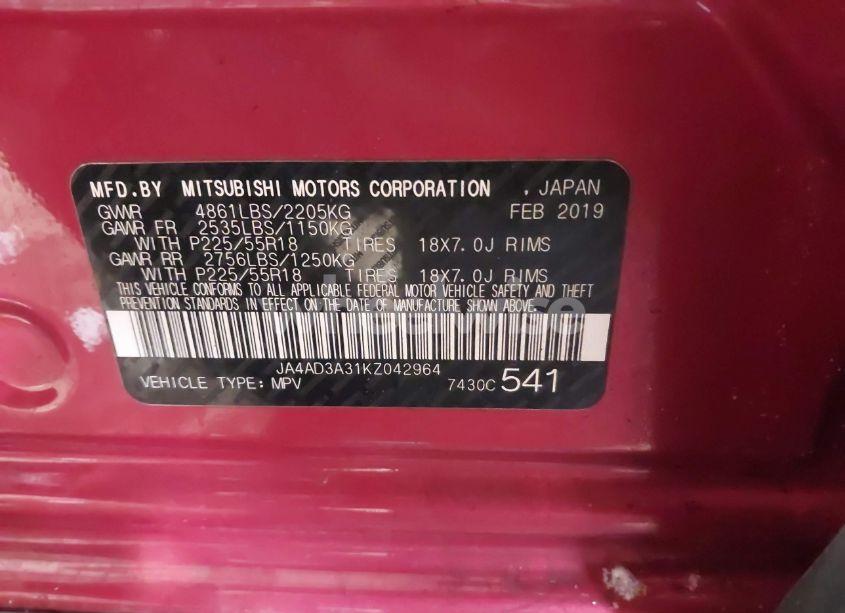 Photo 9 of 2019 Mitsubishi Outlander LE/SE/SEL (VIN JA4AD3A31KZ042964)