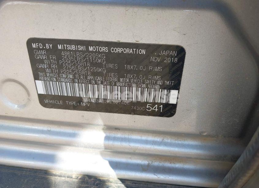 Photo 9 of 2019 Mitsubishi Outlander SEL (VIN JA4AD3A32KZ027406)