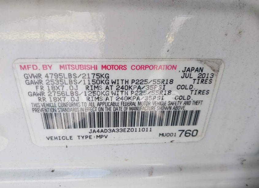 Photo 9 of 2014 Mitsubishi Outlander SE (VIN JA4AD3A33EZ011011)