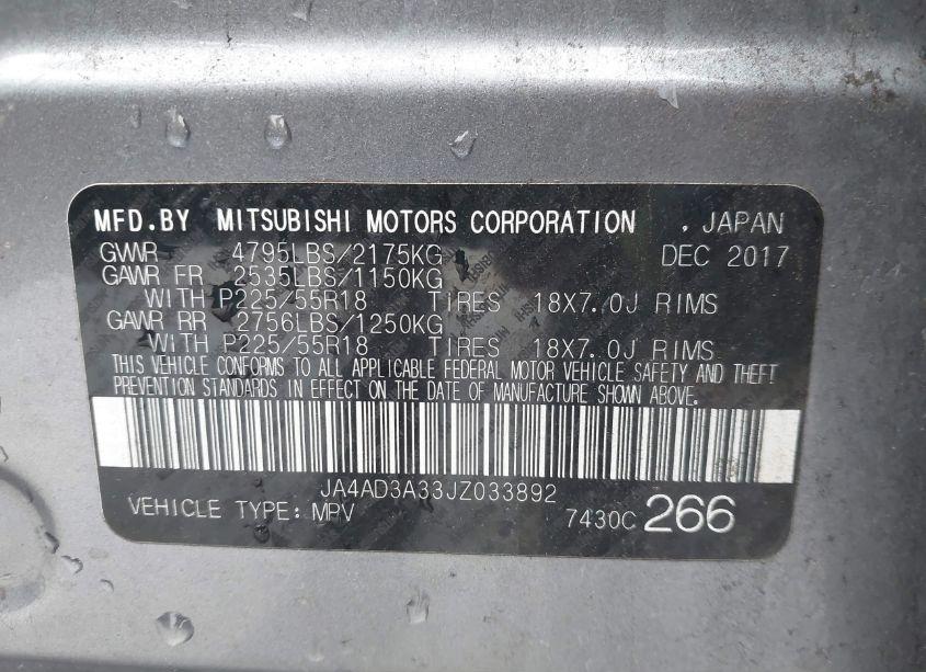 Photo 9 of 2018 Mitsubishi Outlander LE (VIN JA4AD3A33JZ033892)