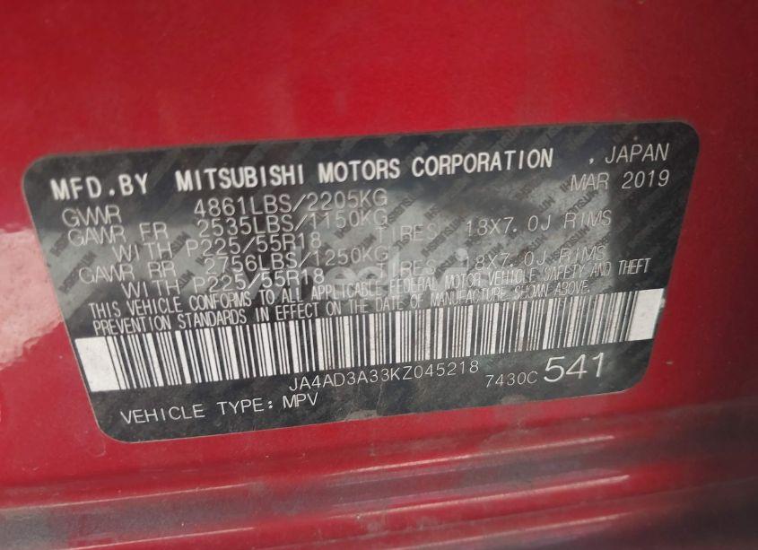 Photo 9 of 2019 Mitsubishi Outlander SE (VIN JA4AD3A33KZ045218)