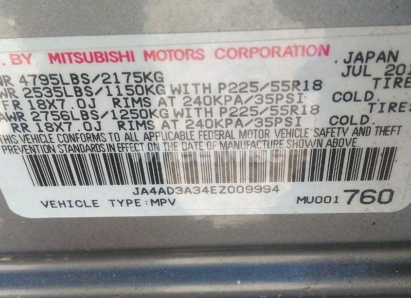 Photo 9 of 2014 Mitsubishi Outlander SE (VIN JA4AD3A34EZ009994)