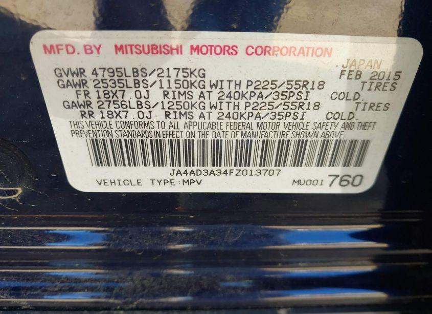 Photo 9 of 2015 Mitsubishi Outlander SE (VIN JA4AD3A34FZ013707)