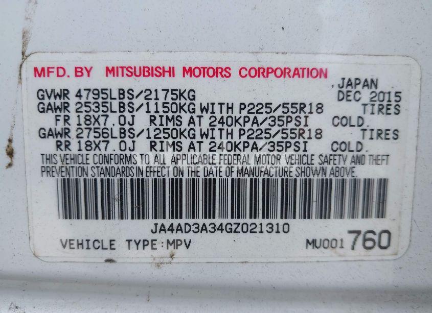 Photo 9 of 2016 Mitsubishi Outlander SEL (VIN JA4AD3A34GZ021310)