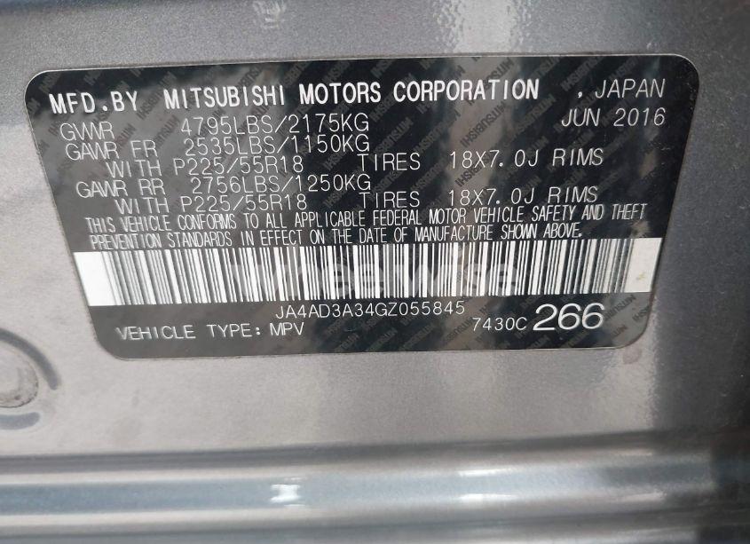 Photo 9 of 2016 Mitsubishi Outlander SE (VIN JA4AD3A34GZ055845)