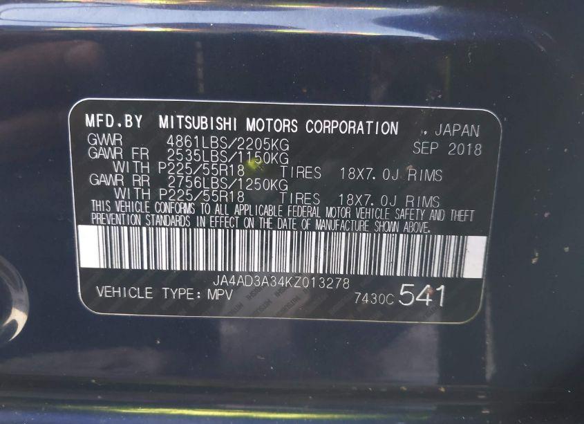 Photo 9 of 2019 Mitsubishi Outlander SE (VIN JA4AD3A34KZ013278)