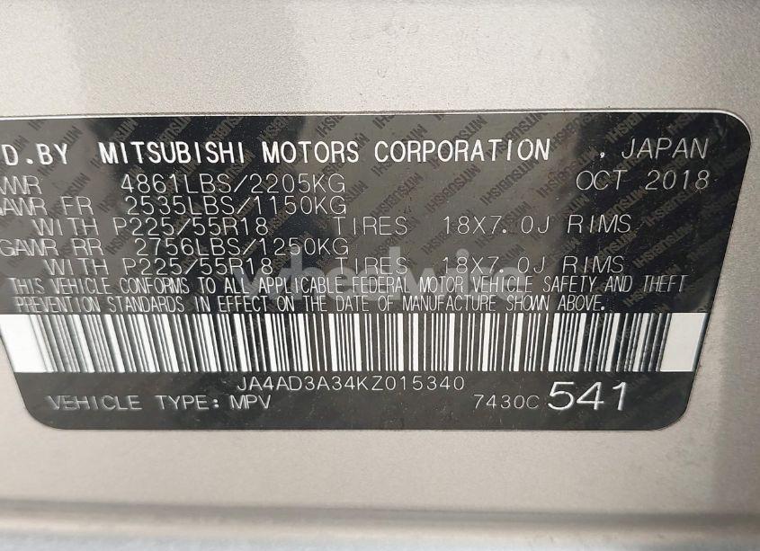 Photo 9 of 2019 Mitsubishi Outlander SE (VIN JA4AD3A34KZ015340)