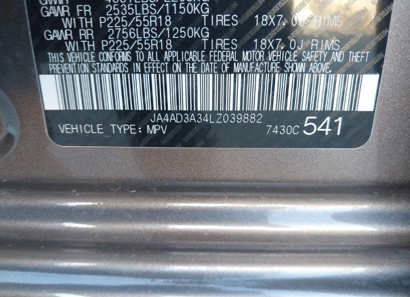 Photo 9 of 2020 Mitsubishi Outlander SE 2.4 (VIN JA4AD3A34LZ039882)