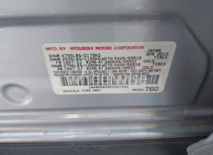 Photo 9 of 2014 Mitsubishi Outlander SE (VIN JA4AD3A35EZ001502)